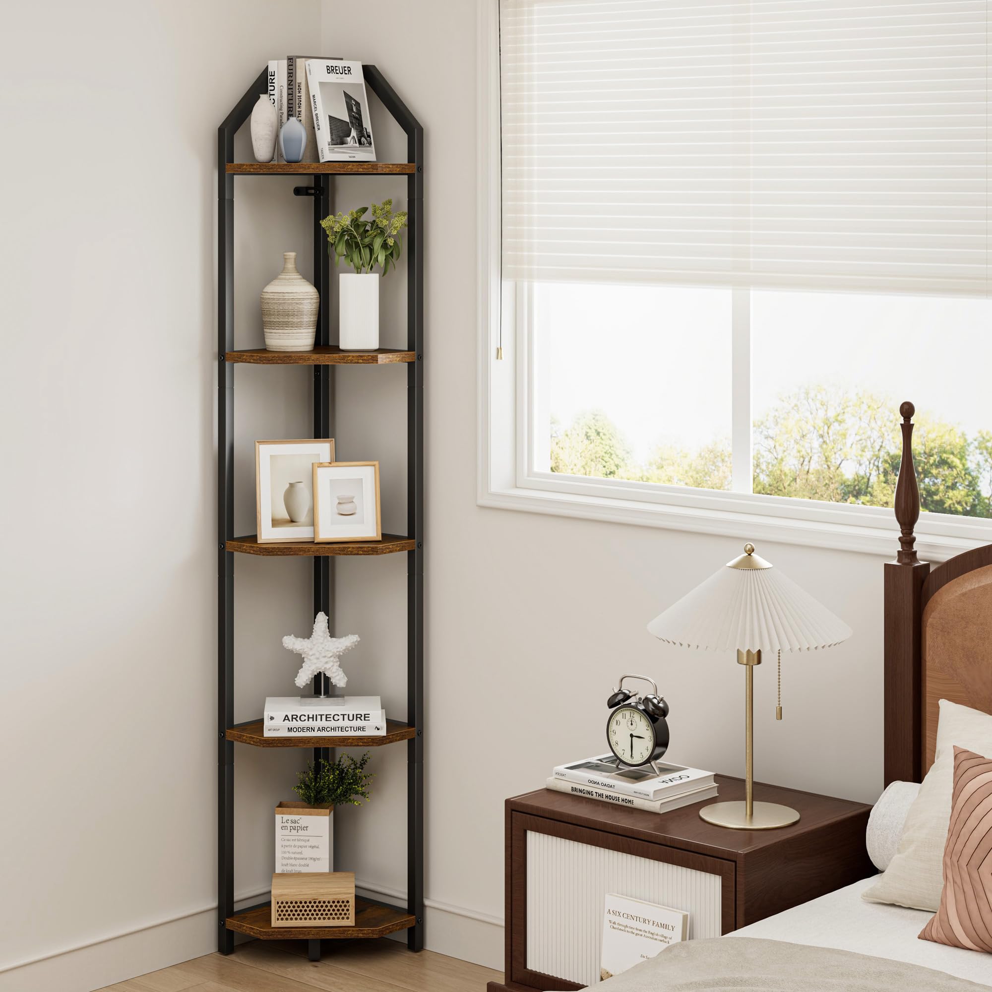 Amazon.com: Realgulf 5-Tier Corner Shelf | 70 Inch Tall Bookshelf
